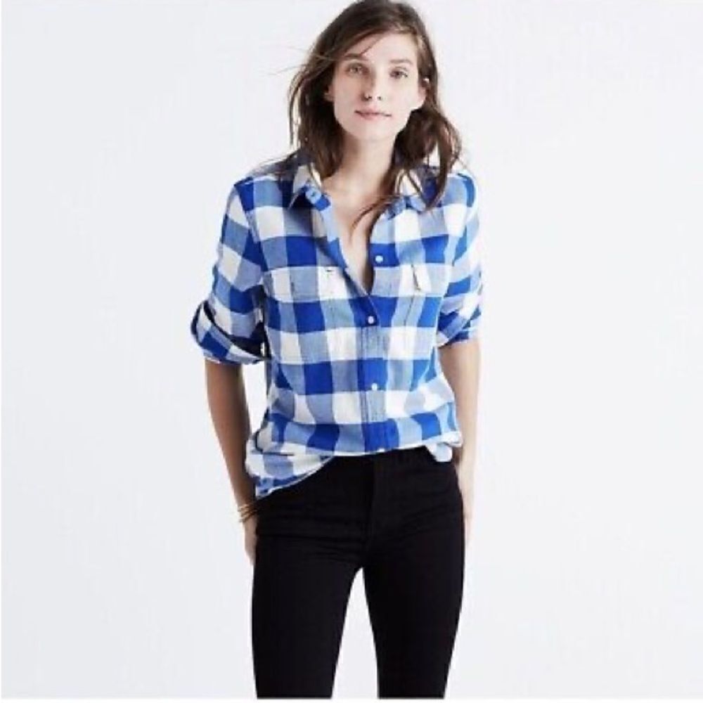 Madewell Blue And Whitebuffalo Plaid Flannelshirt